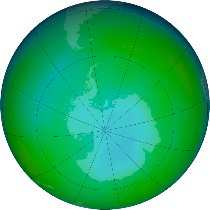 Antarctic ozone map for June 1991